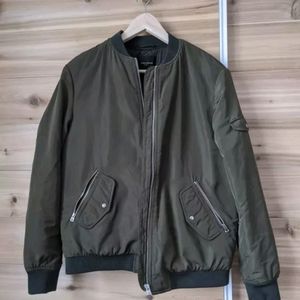 Zara Olive Green Bomber Jacket - S